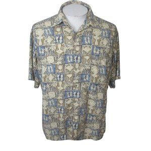 Campia Moda vintage Men Hawaiian camp shirt p2p 24 L aloha luau tropical rayon